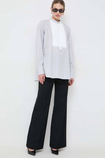 Брюки с примесью шерсти Victoria Beckham цвет чёрный широкие высокая посадка Брюки с примесью шерсти Victoria Beckham цвет чёрный широкие высокая посадка