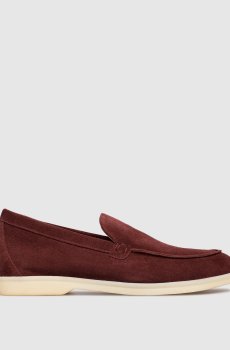 Бордовые замшевые лоферы
