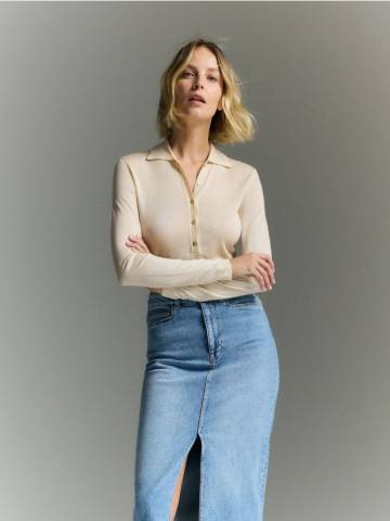 Reserved - LADIES` BLOUSE - нюдовий - 975EG-02X Reserved - LADIES` BLOUSE - нюдовий - 975EG-02X