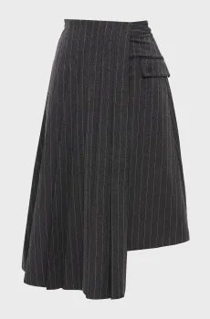 Женская темно-серая юбка в полоску pleat detail Серый 48 Karl Lagerfeld B3W12020