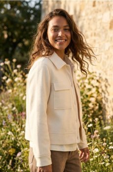 Shacket куртка з віскозною домішкою - кремовий