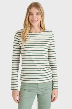 Женский белый лонгслив в полоску Белый 42 Naf Naf CENT109E