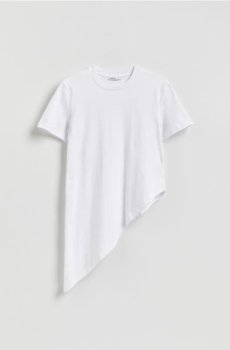 Reserved - Ассиметричная футболка - білий - 453KL-00X