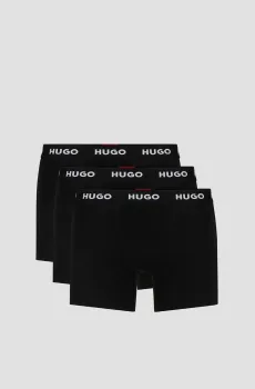 Мужские черные боксеры (3 шт) Черный S HUGO 50492348;964