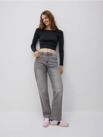 Reserved - Бавовняний лонгслів - темно-сірий - ZR660-90X