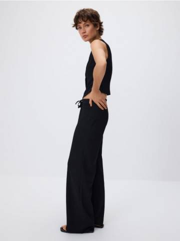 Reserved - Штани з текстурованої тканини - чорний - 597GA-99X