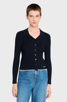 Женский темно-синий кардиган Синий M Sandro SFPCA01271_Navy Blue