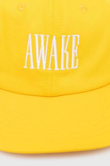 Хлопковая кепка Awake NY Logo Hat цвет жёлтый с аппликацией SP24-HT004 Хлопковая кепка Awake NY Logo Hat цвет жёлтый с аппликацией SP24-HT004