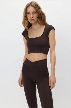 Reserved - Кроп топ - темно коричневий - 189HT-89X