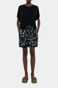 Женские черные льняные шорты с узором Черный XS-S Bimba Y Lola 241BR6066.10320