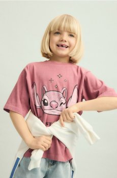 Reserved - Футболка з ефектом прання Lilo і Stitch - рожевувато-ліловий - 048HU-34X