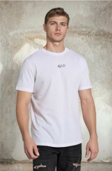 Бавовняна футболка з принтом - білий