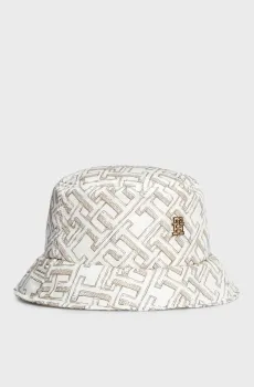 Женская бежевая панама с узором MONOGRAM ALL OVER Бежевый ONESIZE Tommy Hilfiger AW0AW15296