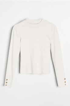 Бавовняна блузка з декоративними ґудзиками - кремовий