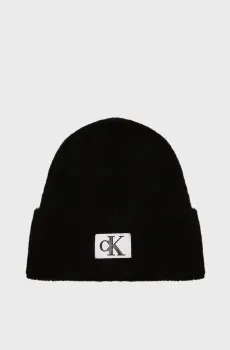 Мужская черная шапка SEASONAL PATCH BEANIE Черный ONESIZE Calvin Klein K50K512451