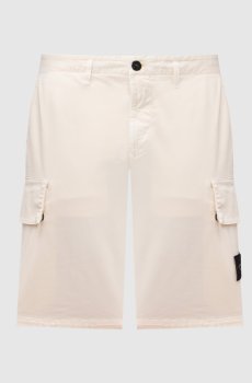 Бежевые шорты-карго с патчем