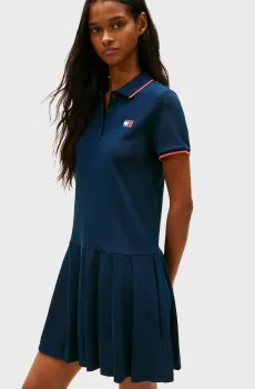Женское темно-синее платье BADGE PLEAT Синий XS Tommy Jeans DW0DW22328