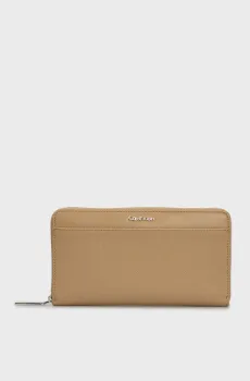 Женский бежевый кошелек с узором CK MUST XL ZIP AROUND Бежевый ONESIZE Calvin Klein K60K613072