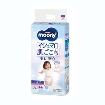 Подгузники-трусики Moony для девочек, размер L, (9-14 кг), 44 шт Подгузники-трусики Moony для девочек, размер L, (9-14 кг), 44 шт