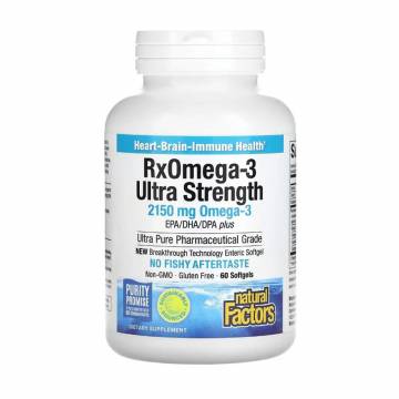 Омега-3 ультра Natural Factors RxOmega-3 Ultra Strength 2150 мг, 60 гелевых капсул Омега-3 ультра Natural Factors RxOmega-3 Ultra Strength 2150 мг, 60 гелевых капсул