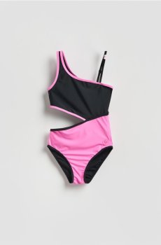 Reserved - Суцільний купальник з вирізом - яскраво-рожевий - 814IR-42X