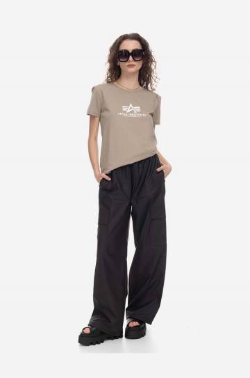 Хлопковая футболка Alpha Industries New Basic T Wmn цвет бежевый 196051.679-beige Хлопковая футболка Alpha Industries New Basic T Wmn цвет бежевый 196051.679-beige