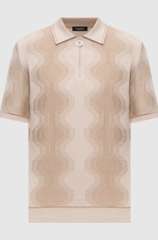 Бежевое поло с шелком с эмблемой