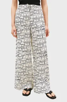 Женские белые льняные брюки с узором PULL ON Белый M Tommy Hilfiger WW0WW48970