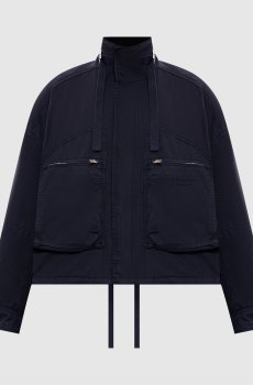 Синяя куртка с вышивкой логотипа