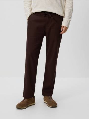 Reserved - Прямі лляні штани - темно коричневий - YV373-89X