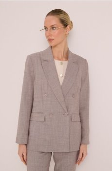 Двобортний жакет з домішкою віскози - бежевий