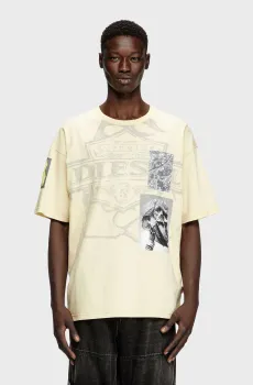 Мужская бежевая футболка T-BOXT-SLITS-R7 Бежевый S Diesel A16162 0PLAT