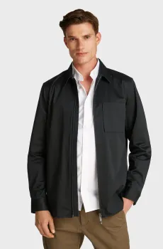 Мужская черная рубашка STRETCH SATEEN ZIP Черный XXL Calvin Klein K10K113818