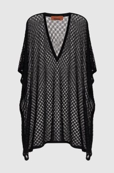 Черное пляжное платье с люрексом