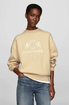 Женский бежевый свитшот RLX VARSITY CREST C-NK Бежевый M Tommy Hilfiger WW0WW43495