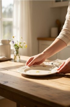 Керамічна тарілка з квітковим мотивом - білий