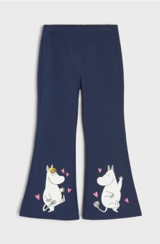 Бавовняні штани flare з принтом Moomin - темно-синій