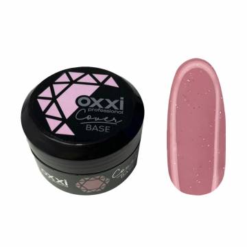 Камуфлирующая база-корректор для гель-лака Oxxi Professional Cover Base 08 Нежно-розовая с серебряным шиммером, 30 мл
