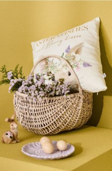 Великодня наволочка з зайчиком - бежевий