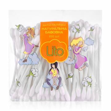 Ватные палочки Lito New в полиэтиленовом пакете, 100 шт