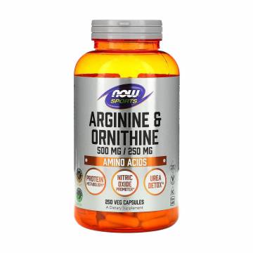 Аргінін та орнітин NOW foods Arginine & Ornithine 500 мг/250 мг, 250 капсул Аргінін та орнітин NOW foods Arginine & Ornithine 500 мг/250 мг, 250 капсул
