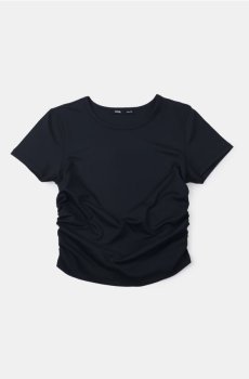 Облягаюча блузка зі зборками з боків - чорний