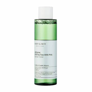 Тонер для лица Mary & May Vegan Cica Tea Tree AHA PHA Blemish Toner с центеллой азиатской и чайным деревом, 200 мл Тонер для лица Mary & May Vegan Cica Tea Tree AHA PHA Blemish Toner с центеллой азиатской и чайным деревом, 200 мл