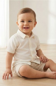 Бавовняна сорочка з коротким рукавом - білий