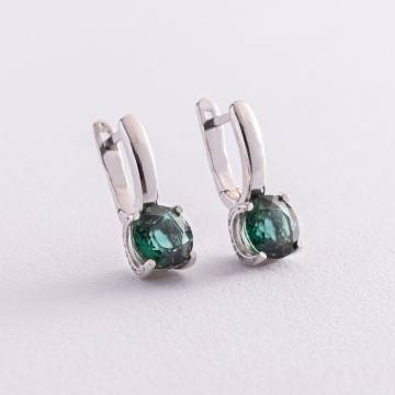 Серебряные серьги (фианиты, кварц) 2936/9р-QGR Серебряные серьги (фианиты, кварц) 2936/9р-QGR