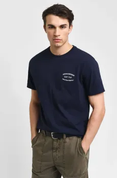 Мужская темно-синяя футболка SMALL GRAPHIC PIQUE Синий S Gant 2003264