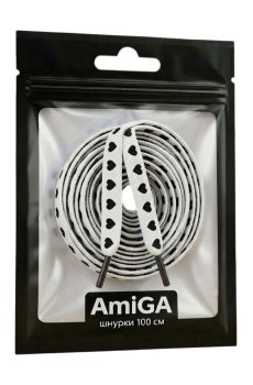Шнурки AmiGA 100 см, сердца, белые