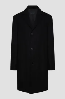 Мужское черное шерстяное пальто Черный 48 Karl Lagerfeld 553799.455010;990