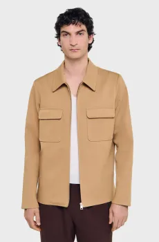 Мужская бежевая куртка Бежевый L Sandro SHPBL01136_Camel
