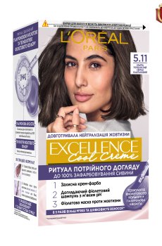 Крем-краска для волос LOreal Paris Excellence Creme с тройным уходом, 5.11 Ультра пепельный светло-каштановый, 192 мл